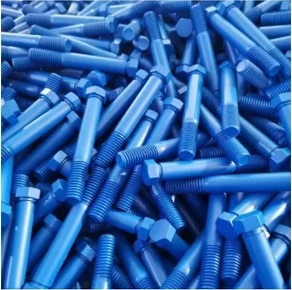 Blue coated industrial bolts